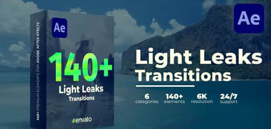 AE模板-140个镜头炫光叠加过渡转场预设动画 Light Leaks Transitions.png